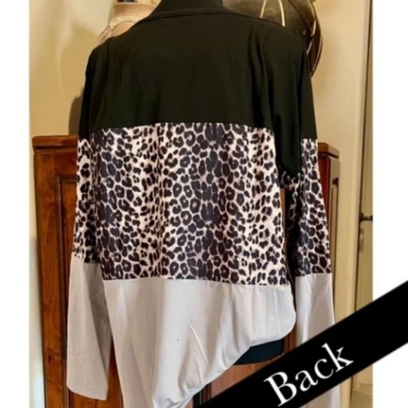 **Last One**Free Style! Black & Grey Leopard Colorblock Top - Picture 3 of 5